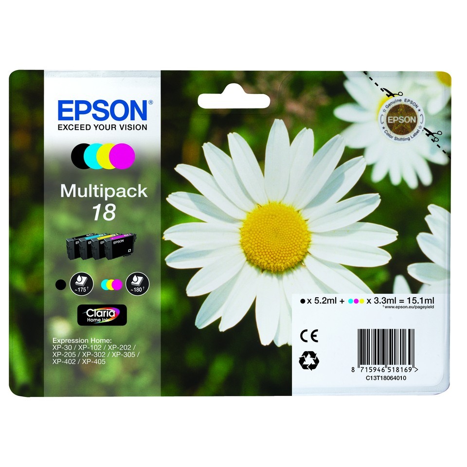 Cartouche d'encre EPSON 18XL (T1811) noir - cartouche d'encre compatible  EPSON Pâquerette